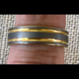 Men’s stainless steel and gold ring